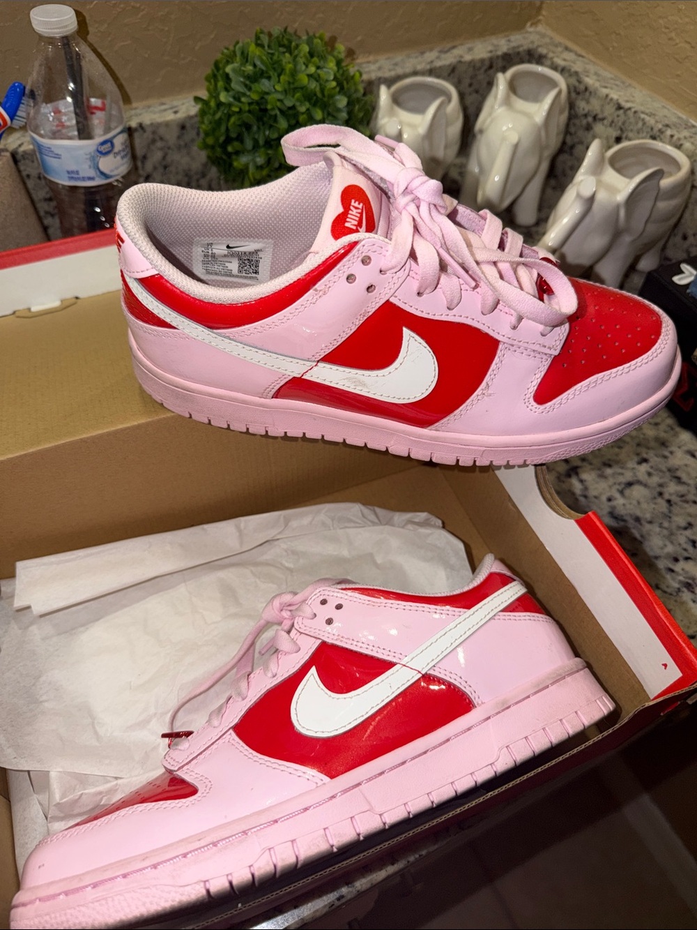 Nike Dunks Kids Pink & Red Low-Top Sneakers with White (valentines)